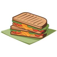 halves of sandwich with tomato and cucumber isolated illustration on white background vector