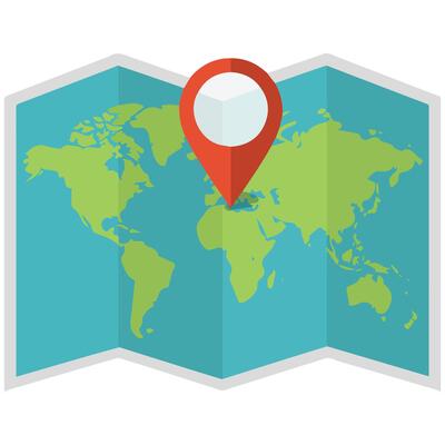 Map with location pin isolated illustration on white background