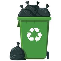 Overflowing trash bin art isolated on white background vector