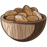 nutritious almonds in rustic bowl isolated illustration on white background vector