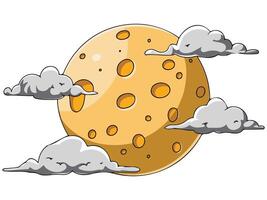 full moon behind cloudy night sky isolated illustration on white background vector