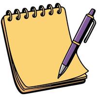 Notepad with pen for writing isolated illustration on white background vector