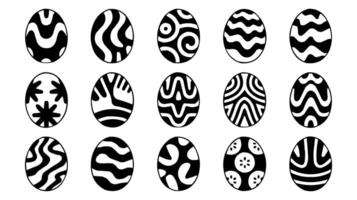 a set of black and white oval shapes with different designs vector