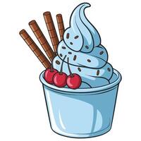 Frozen yogurt with cranberries isolated illustration on white background vector