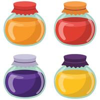 Set of jam jars colorful art isolated on white background vector