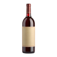 Isolated red wine bottle with blank label on a transparent background perfect for customization and branding use png