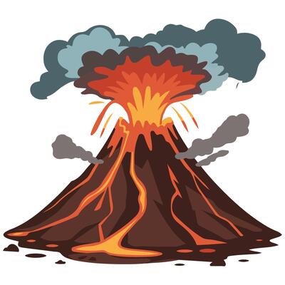 Smoking volcano disaster isolated illustration on white background