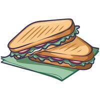 Triangular breakfast sandwiches with fresh vegetables isolated illustration on white background vector
