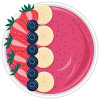 Smoothie bowl with chia pudding and berries isolated illustration on white background vector