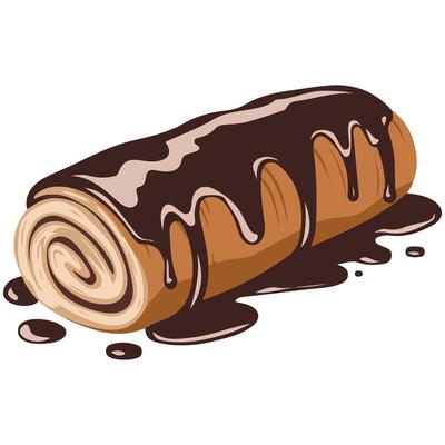 Hand drawn chocolate pastry dessert isolated illustration on white background