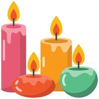 Aromatic candles relaxation set isolated illustration on white background vector