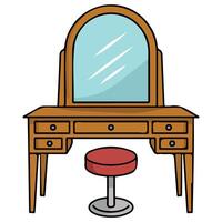 Vanity table with mirror isolated illustration on white background vector