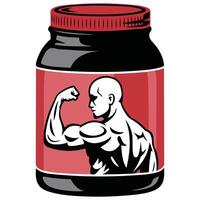 Vitamin supplements bottle art isolated on white background vector