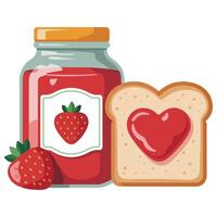 Breakfast toast with jam isolated illustration on white background vector