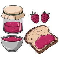 raspberry jam toast bread spread isolated illustration on white background vector