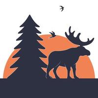 moose silhouette in forest vector