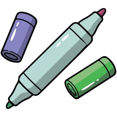 Fine liner markers art isolated illustration on white background