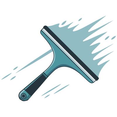 Window cleaning with squeegee isolated illustration on white background