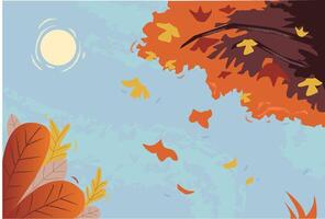 Tree and Sky in Autumn Season vector
