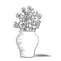 Potted plant with leaves line icon. linear style sign for mobile concept and web design. Plant in flower pot with shadow, outline icon. vector