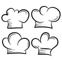 black outline Chef hat icon on white background, square composition vector