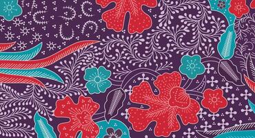 Decorative floral pattern textile art design background, batik east java illustration. vector
