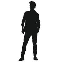 Silhouette Of Stylish Man Posing Confidently With Attitude Graphic Illustration vector
