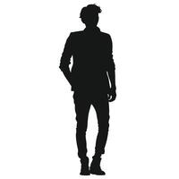 Man Silhouette Full Length Casual Wear Posing Isolated On White Background vector