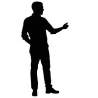 Silhouette Of A Person Presenting And Explaining With Confident Posture And Hand Gesture vector