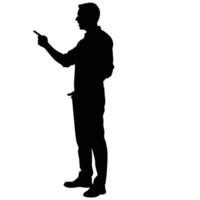 Man Silhouette Pointing Finger Direction Business Concept Leadership Guidance Achievement Future vector