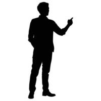 Silhouette Of Confident Man Pointing Forward Expressing An Opinion Or Direction vector