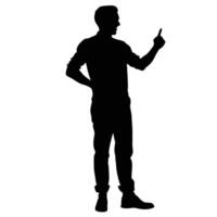 Full Length Man Silhouette Pointing Upward Explaining Solution Idea Concept vector