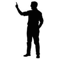 Silhouette Man Pointing Upwards Business Presentation Illustration Design Graphic vector