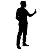 Man Silhouette Pointing Upward Illustration Gesturing Instruction Guide Presenter Business vector