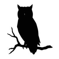 Owl Silhouette Illustration Bird On Branch Graphic Design Element vector