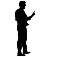 Silhouette Of A Businessman Pointing Upwards Symbolizing Leadership And Future Vision vector