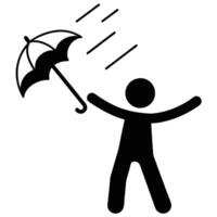 Person Under Umbrella Rejoicing In The Rain Minimalist Illustration Design vector