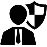 Man In Suit With Protective Shield Secure Business Concept Icon vector