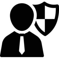 Man With Shield Icon Symbolizing Protection Security And Trustworthiness In Business vector