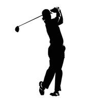 Silhouette Of A Golfer Swinging Golf Club With Driver In Action vector