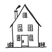 Hand Drawn House With Fence Illustration Isolated On White Background vector
