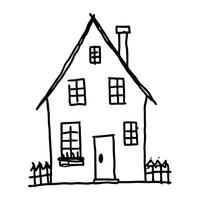Whimsical Hand Drawn House Illustration Cute Home With Fence And Windows vector