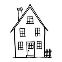 Hand Drawn House Illustration Simple Black And White Sketch Style Design vector