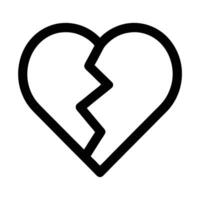 Minimalist Icon Of A Broken Heart Symbolizing Sadness And Loss In Black And White vector