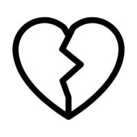 Black Outline Of A Broken Heart Shape With A Crack Running Through It vector