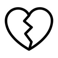 Minimalist Broken Heart Symbol For Unrequited Love Or Relationship Problems Icon vector