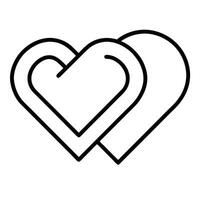 Two Interlocking Hearts Symbolizing Love And Connection In Simple Line Art Style vector