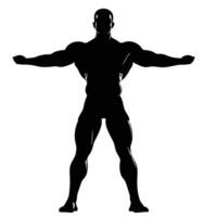 Muscular Silhouette Of A Man With Arms Extended In Graphic Design Style vector