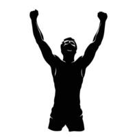 Man Silhouette With Arms Raised Celebrating Victory And Success In Black Color vector