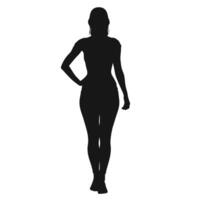 Silhouette Of A Confident Young Woman Posing On A White Background Illustration vector
